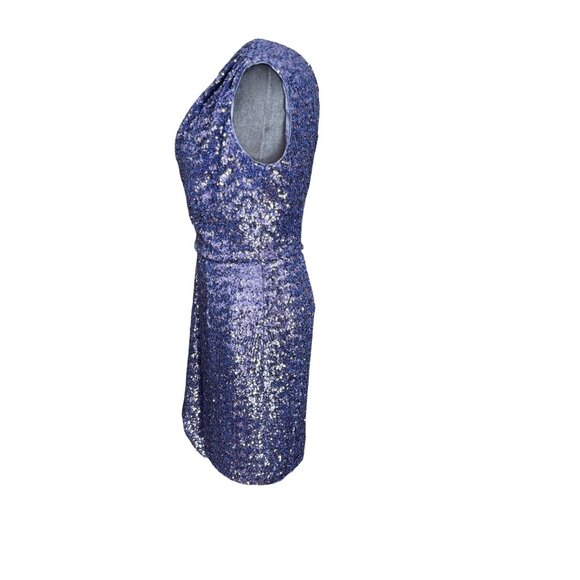 Shoshanna One-Shoulder Purple Sequin Mini Dress Size 4 - Picture 4 of 7